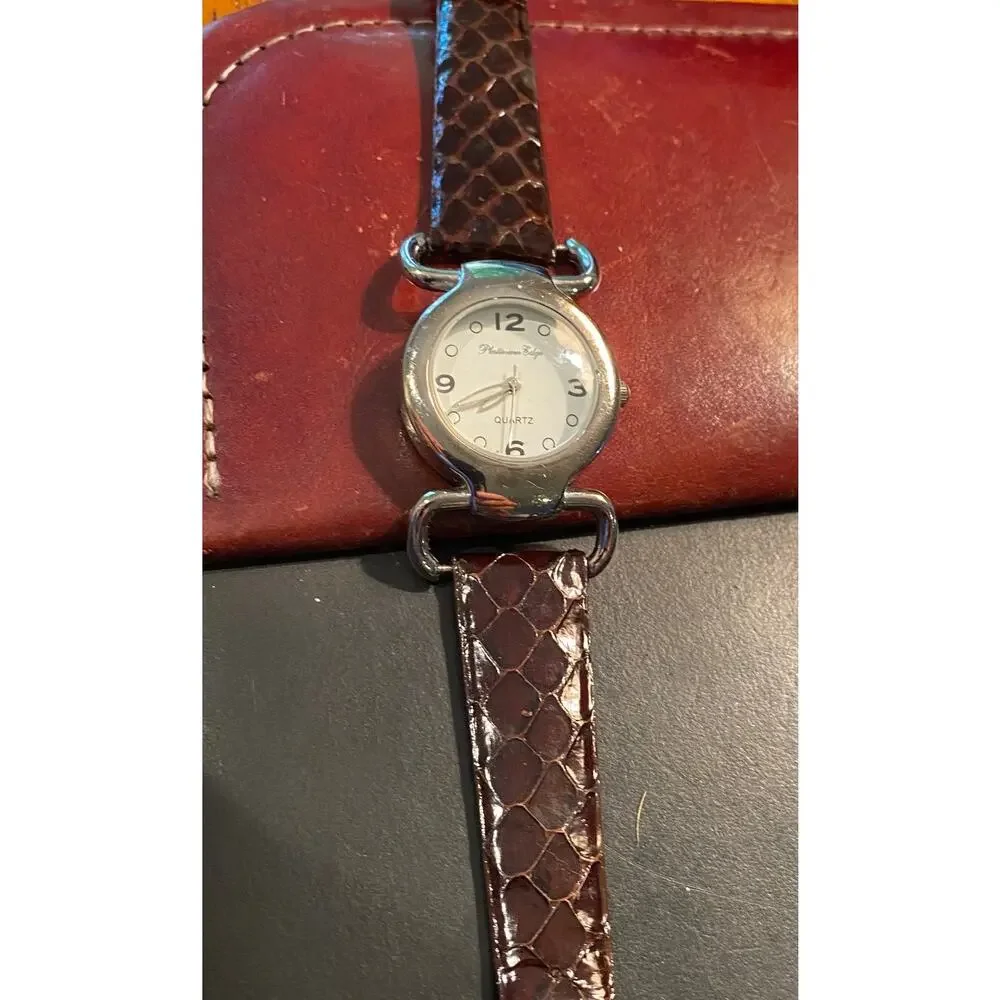 Women's 30mm silver Tone Platinum Edge Watch with Genuine Choice Cobra Band